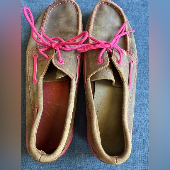 Twisted X Slip On Driving Moccasin Women’s SZ 8.5 M Brown Pink Breast Cancer - Picture 9 of 9